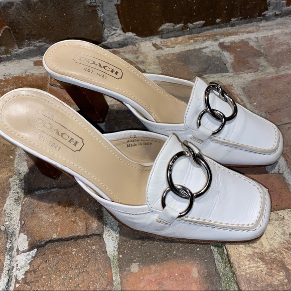 Coach Leather Jacie A3228 Square Toe Mule Sz 6B Made In Italy - Picture 3 of 10